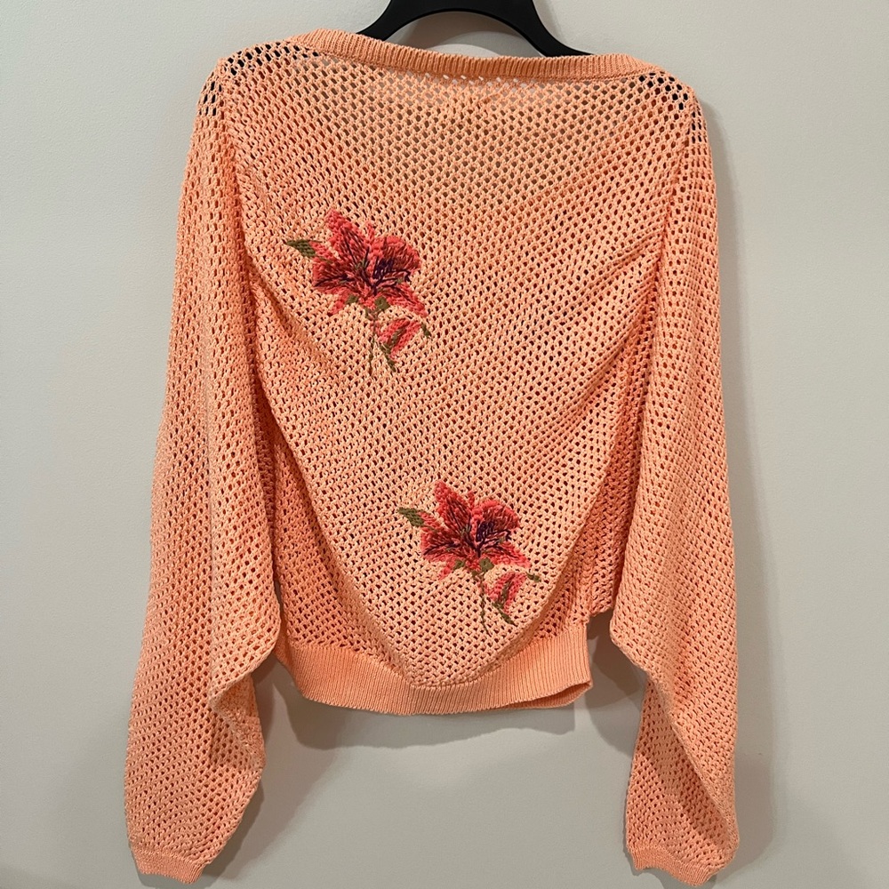 Pilcro Embroidered Open Stitch Floral Sweater - Picture 5 of 6